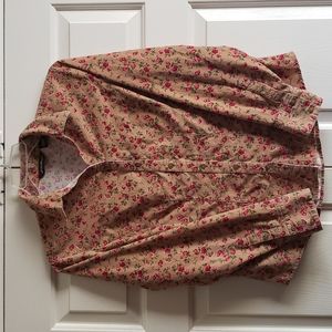 Eddie Bauer Corduroy Rose Pattern Shirt Sz L